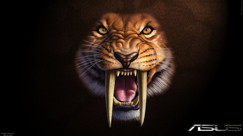 Saber-toothed Cat — Brown, Dramatic, Digital Art