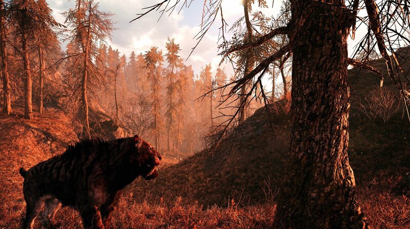 Saber-toothed Cat in Forest — Orange