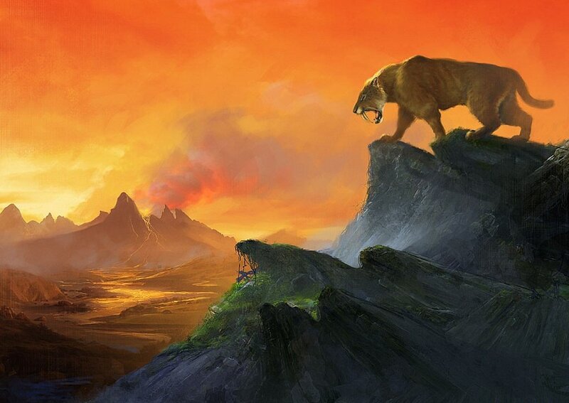 Saber-toothed Cat on Cliff