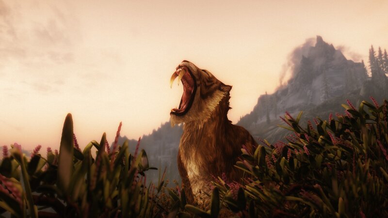 saber-toothed cat roaring