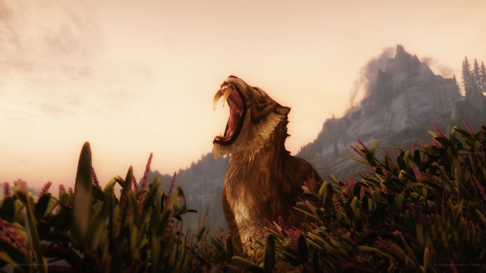 saber-toothed cat roaring