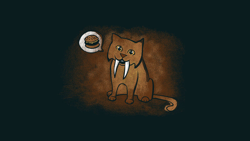 saber-toothed cat with burger thought