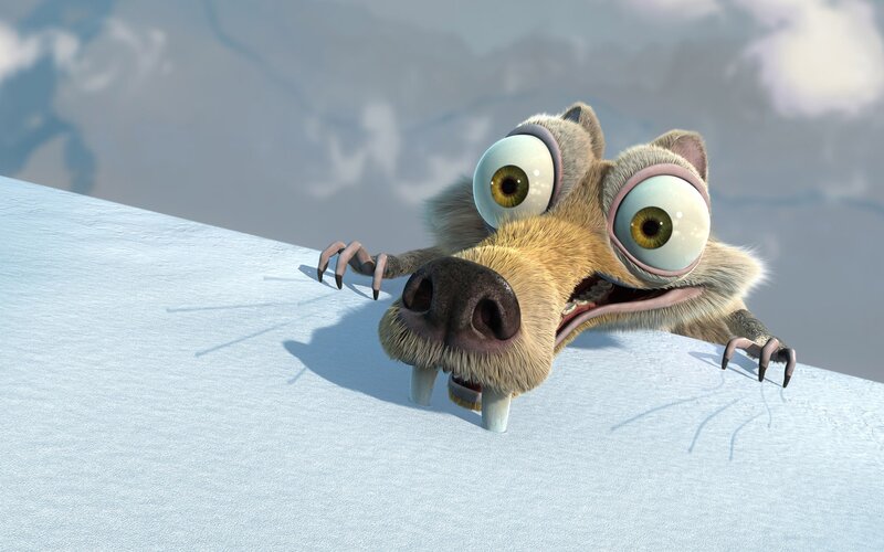 Saber-toothed Squirrel — White, Surprised, Winter