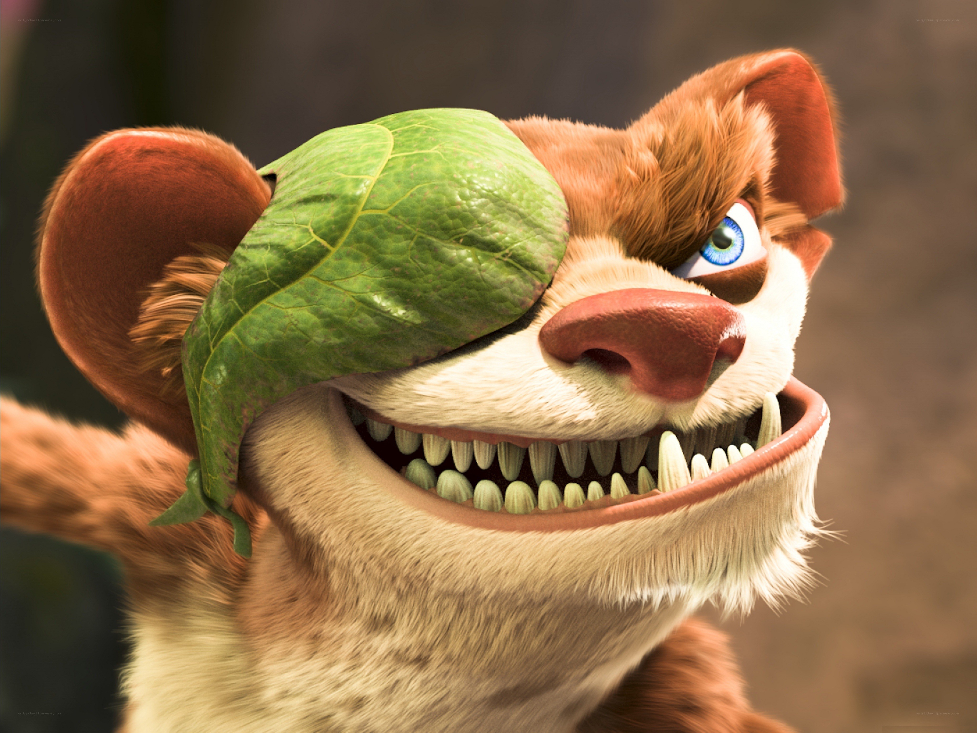 saber-toothed squirrel with leaf