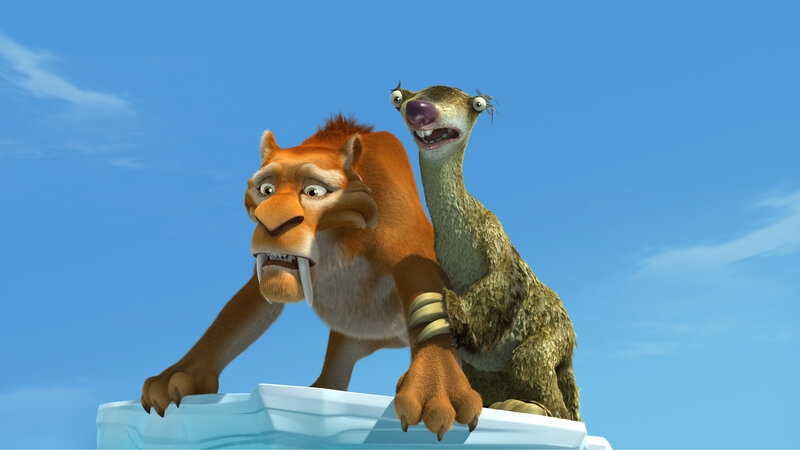 Saber-toothed Tiger and Sloth — Blue