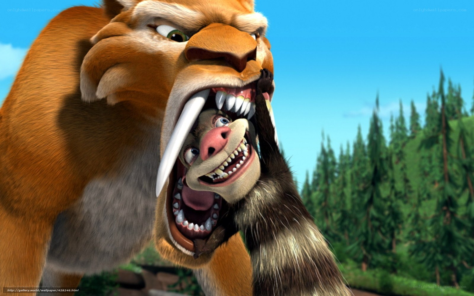Saber-toothed tiger with monkey