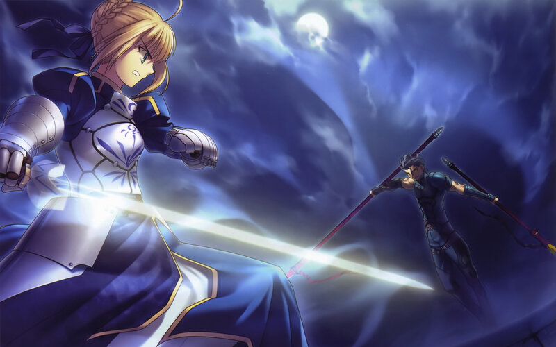 Saber vs. Archer in battle