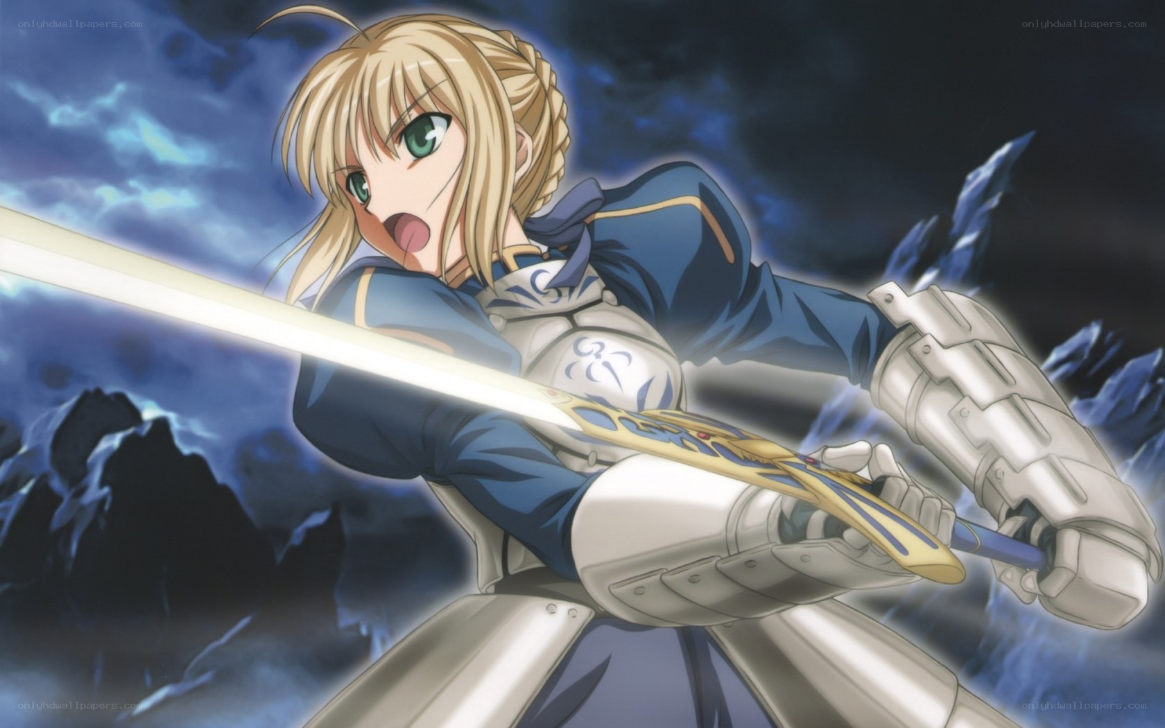 saber wielding a sword