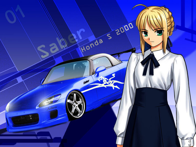 Saber with blue sports car