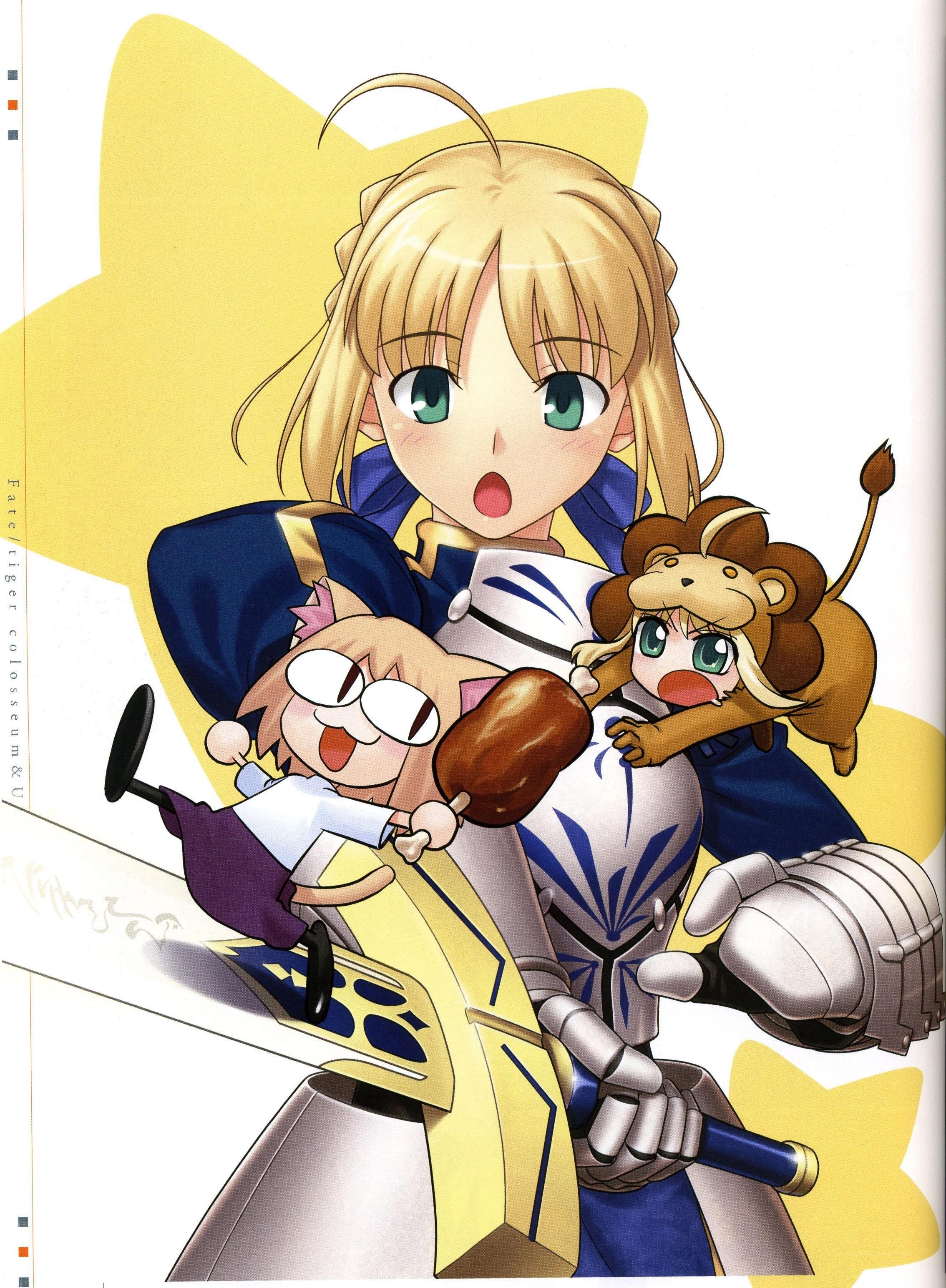 Saber with chibi characters