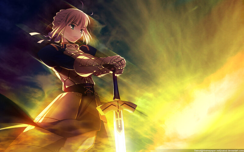 saber with sword at sunset