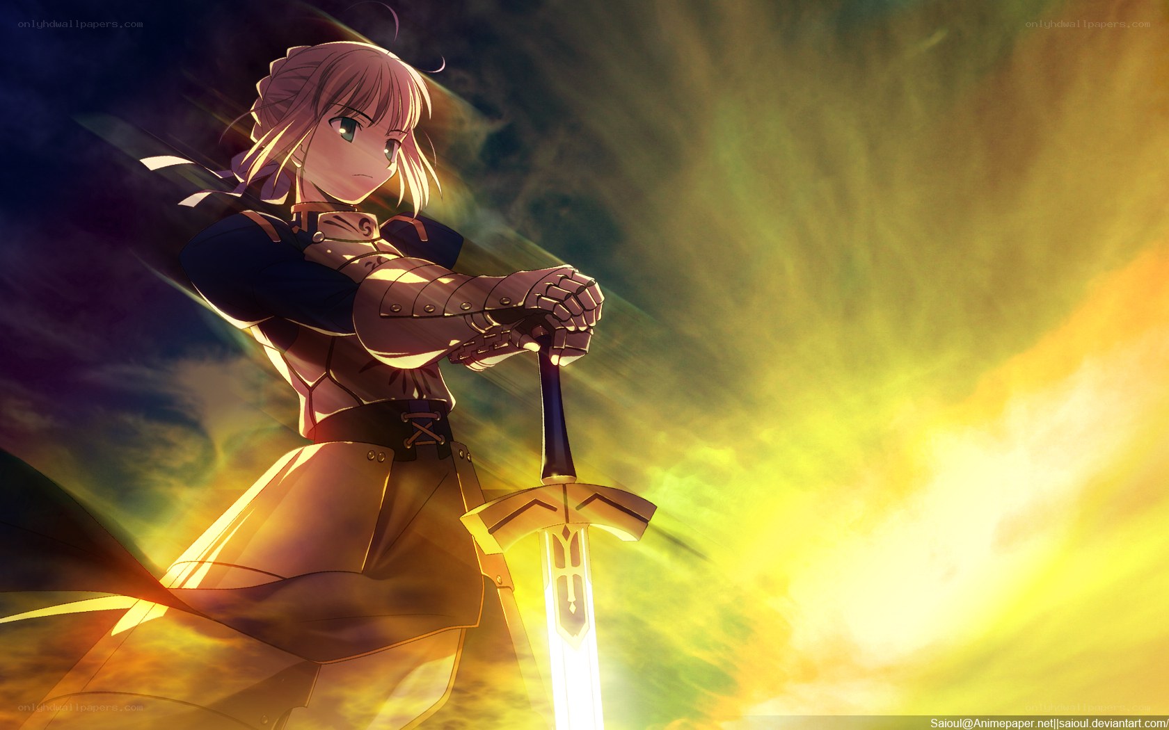 saber with sword at sunset