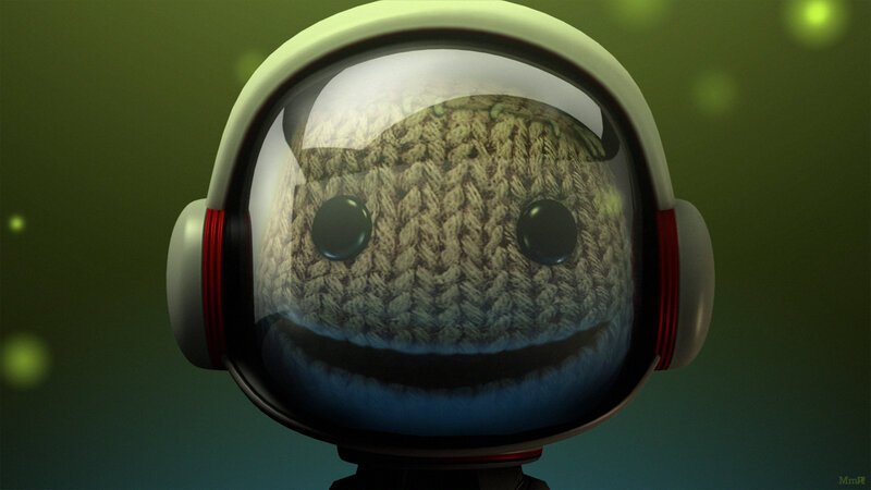 Sackboy in a helmet