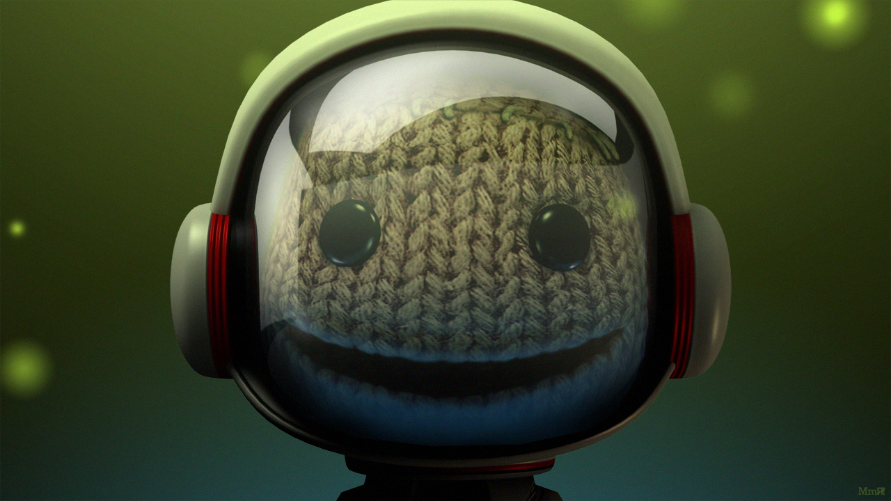 Sackboy in a helmet