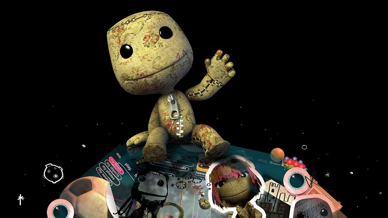 Sackboy in space with game elements