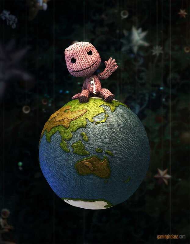 Sackboy on a globe