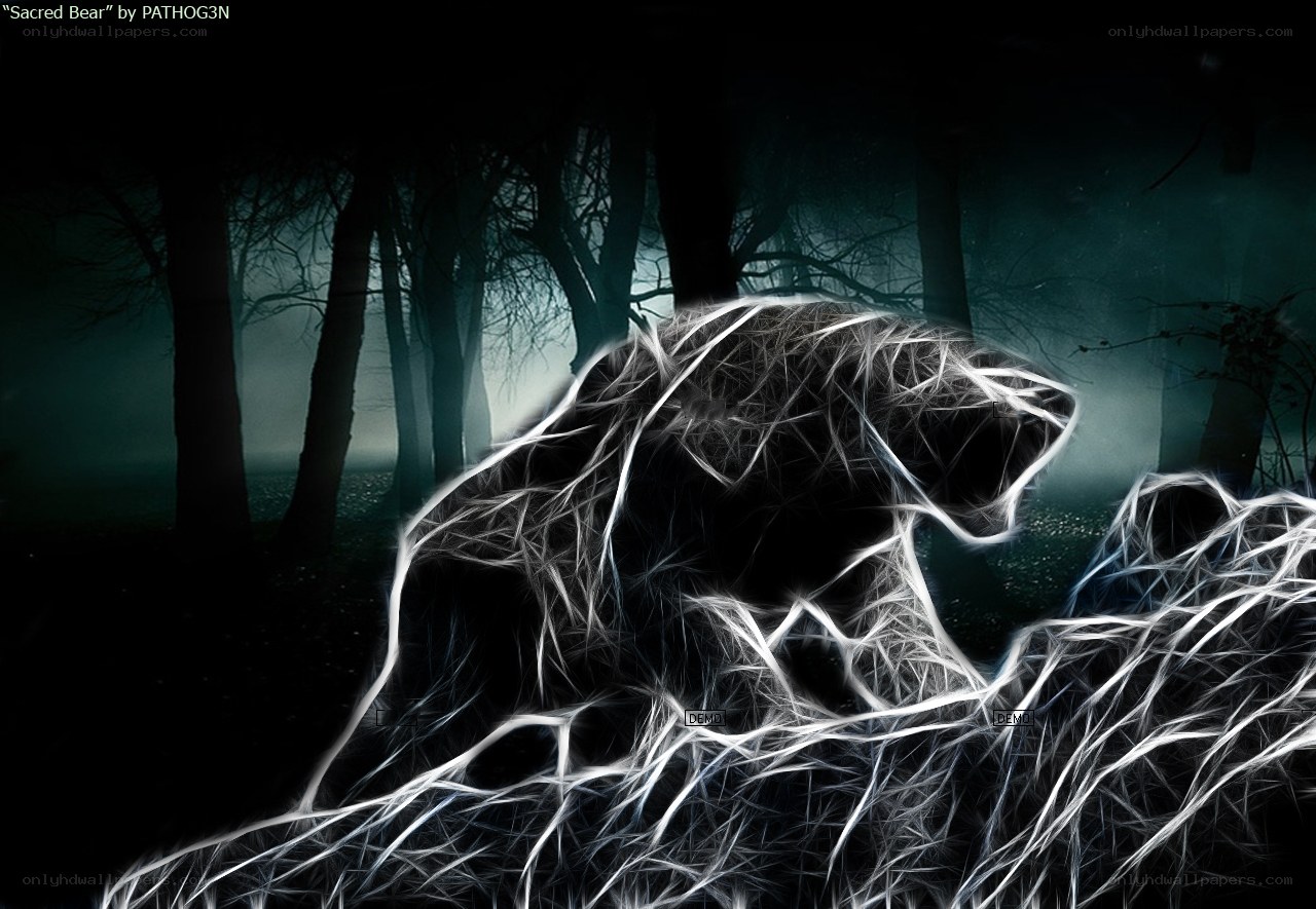 Sacred Bear in a misty forest
