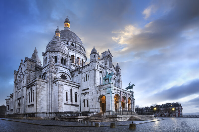 Sacred Heart Basilica — Blue, Dramatic, Sunset