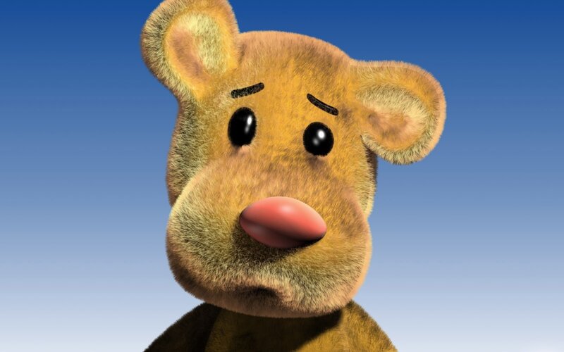 sad animated bear character