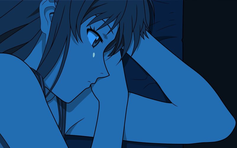 sad anime girl crying