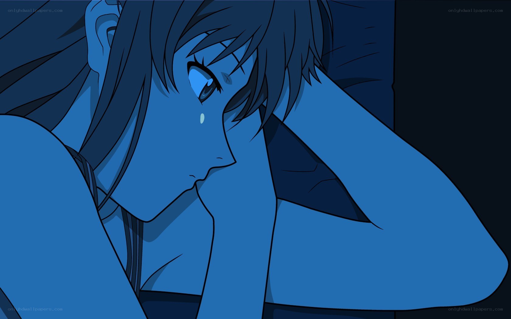 sad anime girl crying