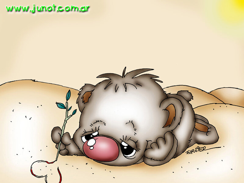 sad bear holding a sprout