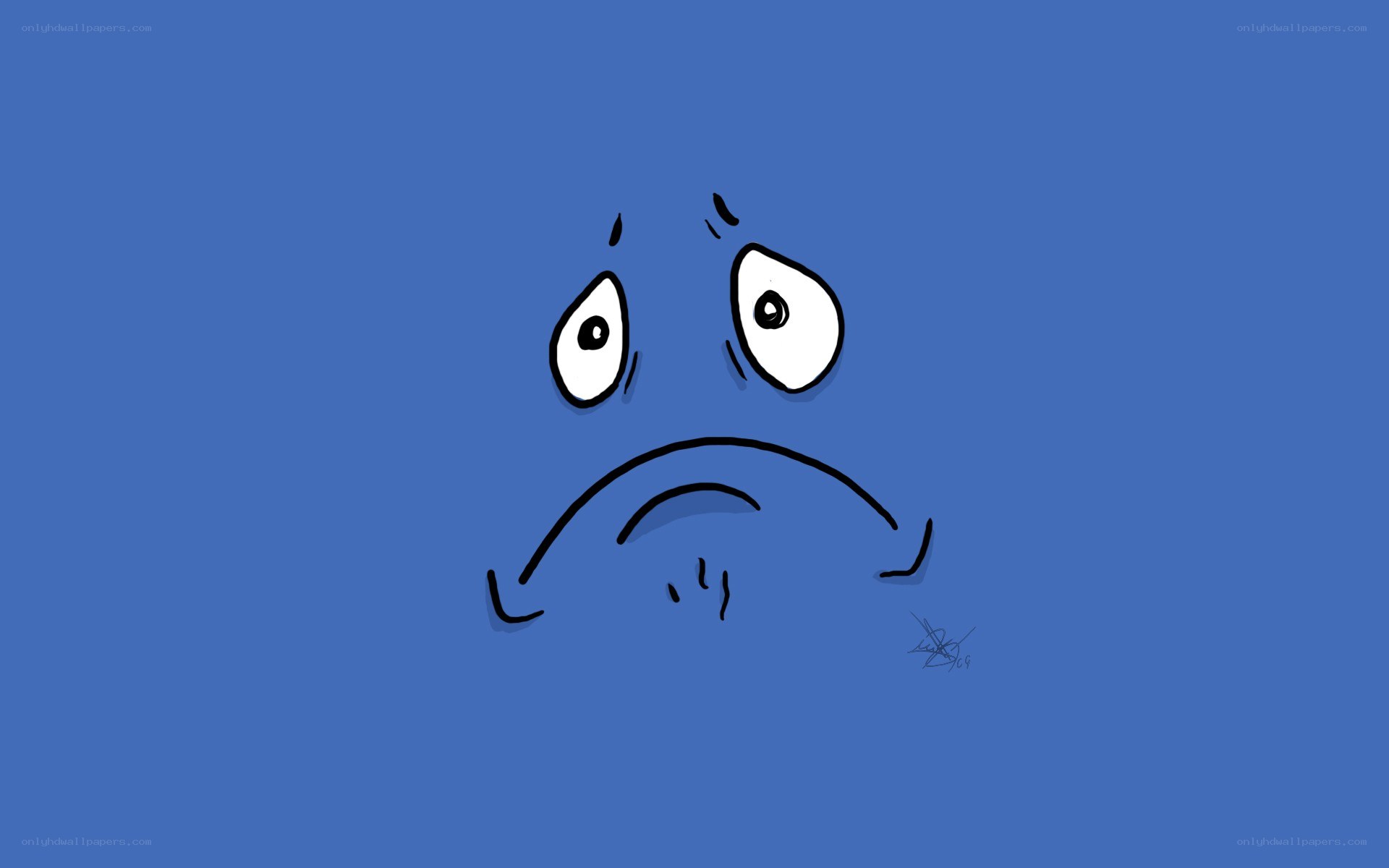 sad blue face cartoon