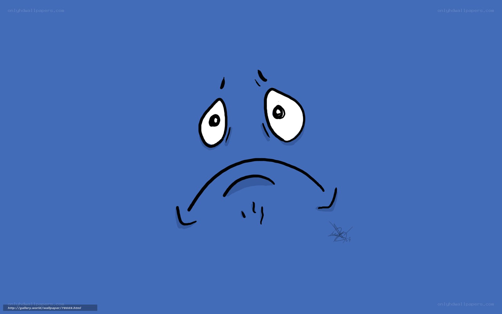 sad blue face cartoon