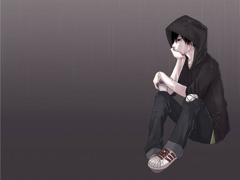 sad boy in the rain