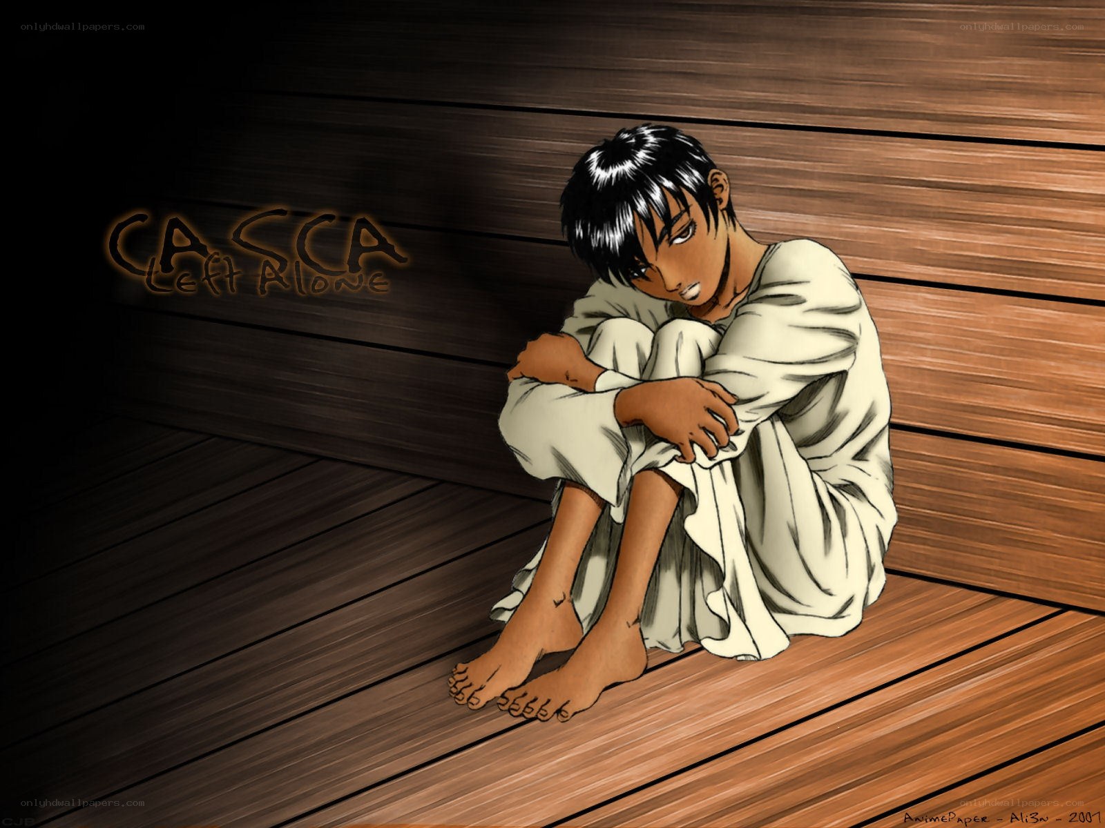 sad boy in white robe