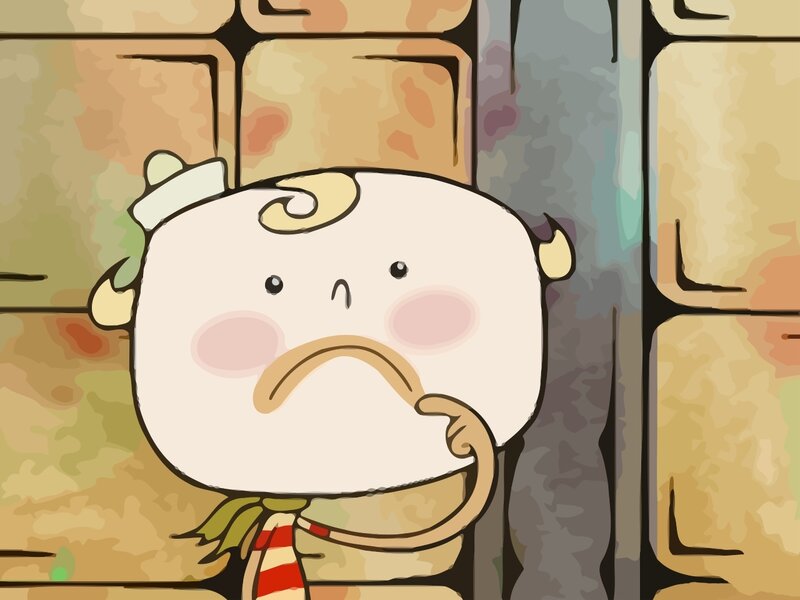 sad cartoon character behind bars