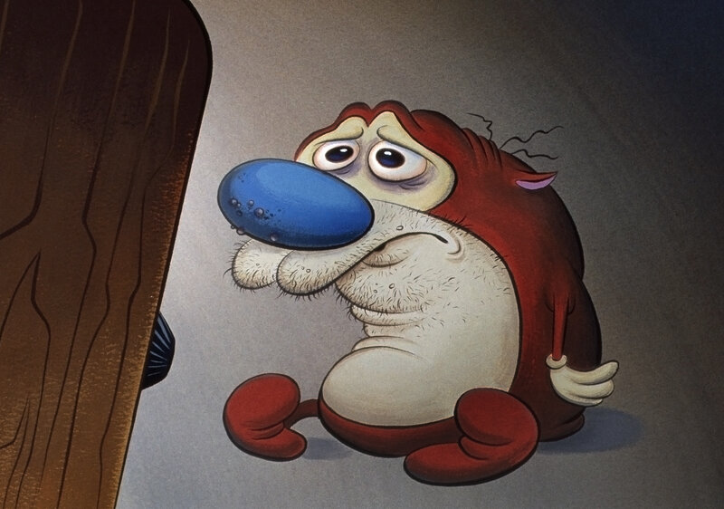 sad cartoon character with blue nose
