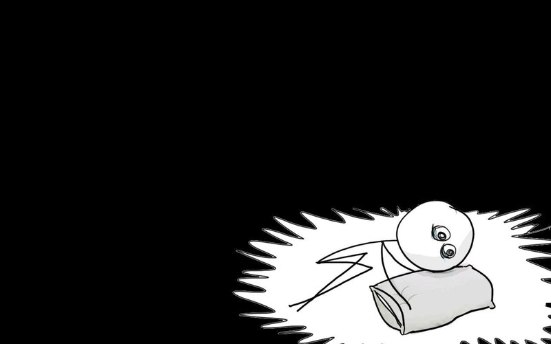 sad character on pillow