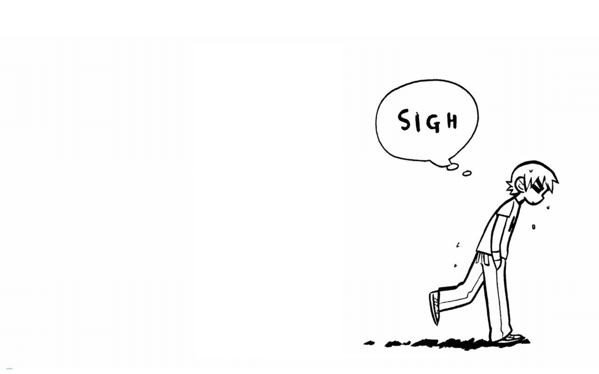 sad character sighing