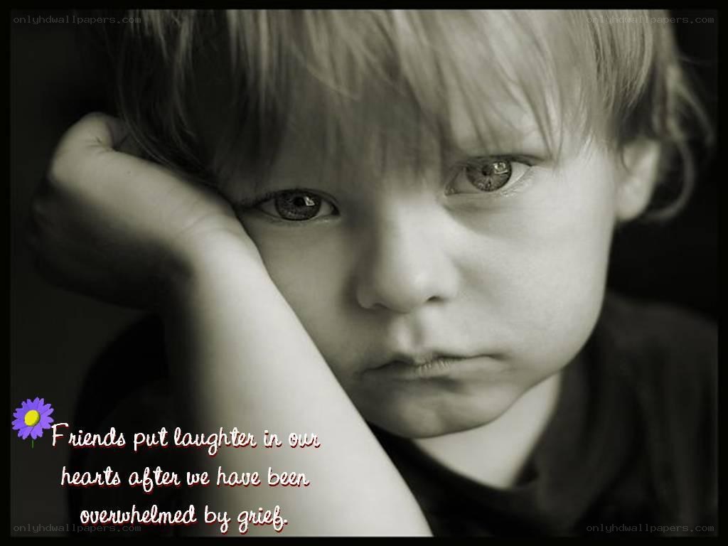 sad child with quote