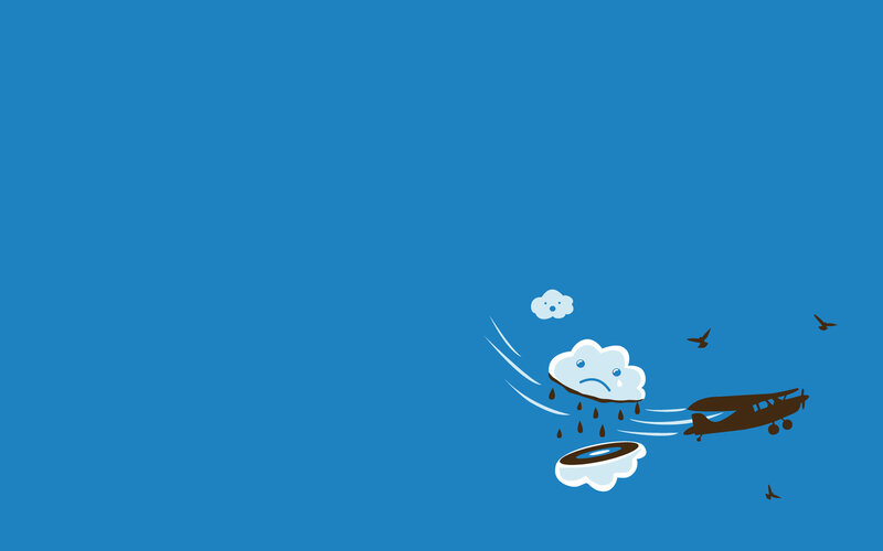 sad cloud with airplane