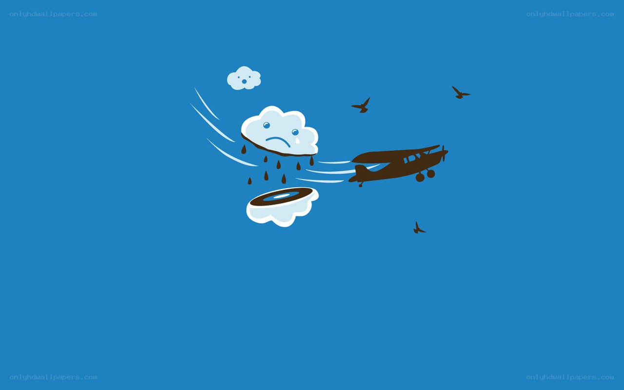 sad cloud with airplane