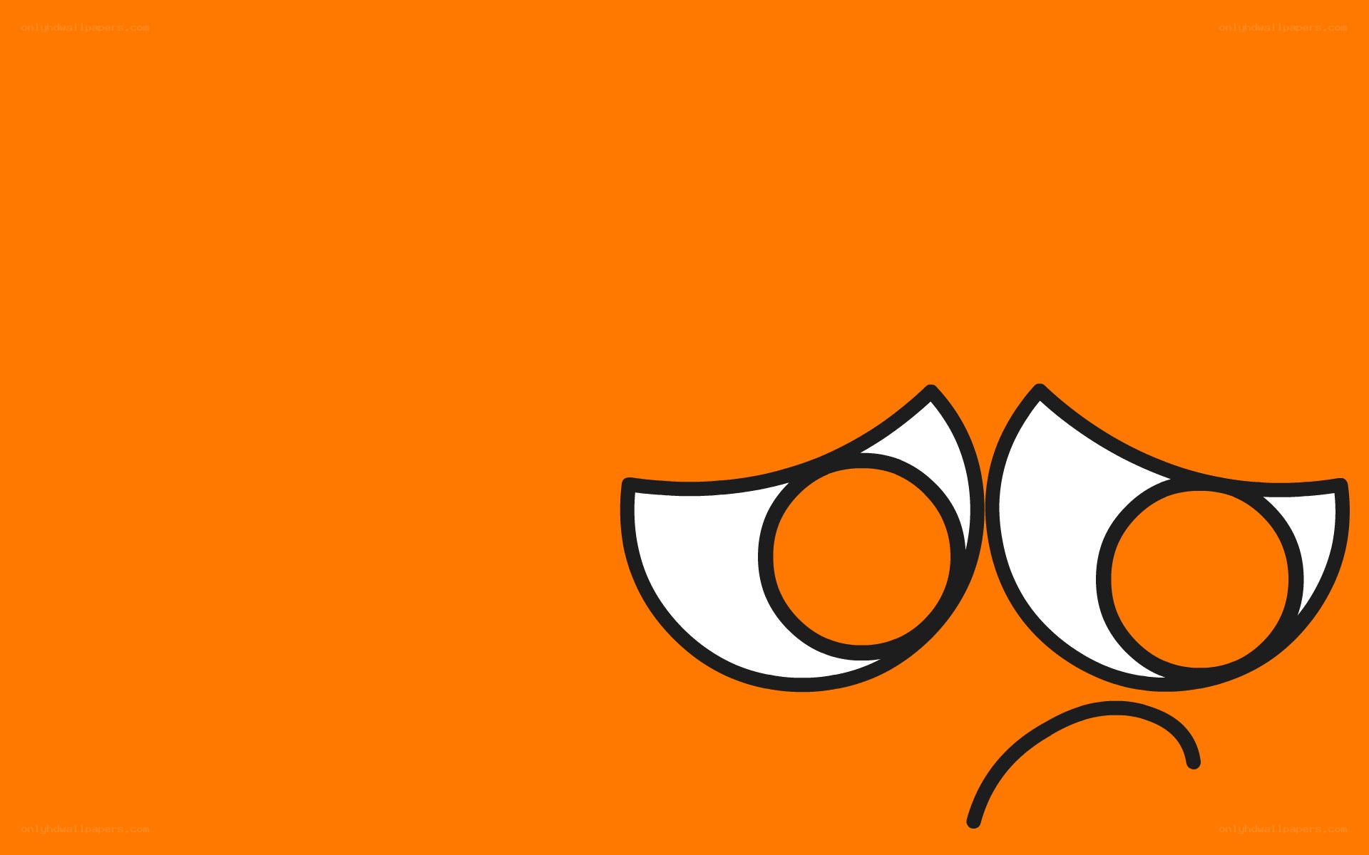 sad eyes on orange background