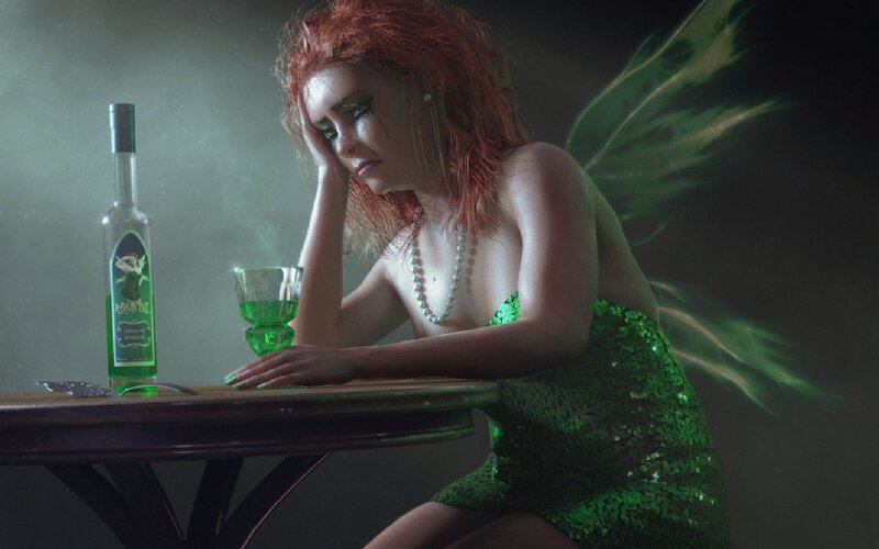 sad fairy with green drink