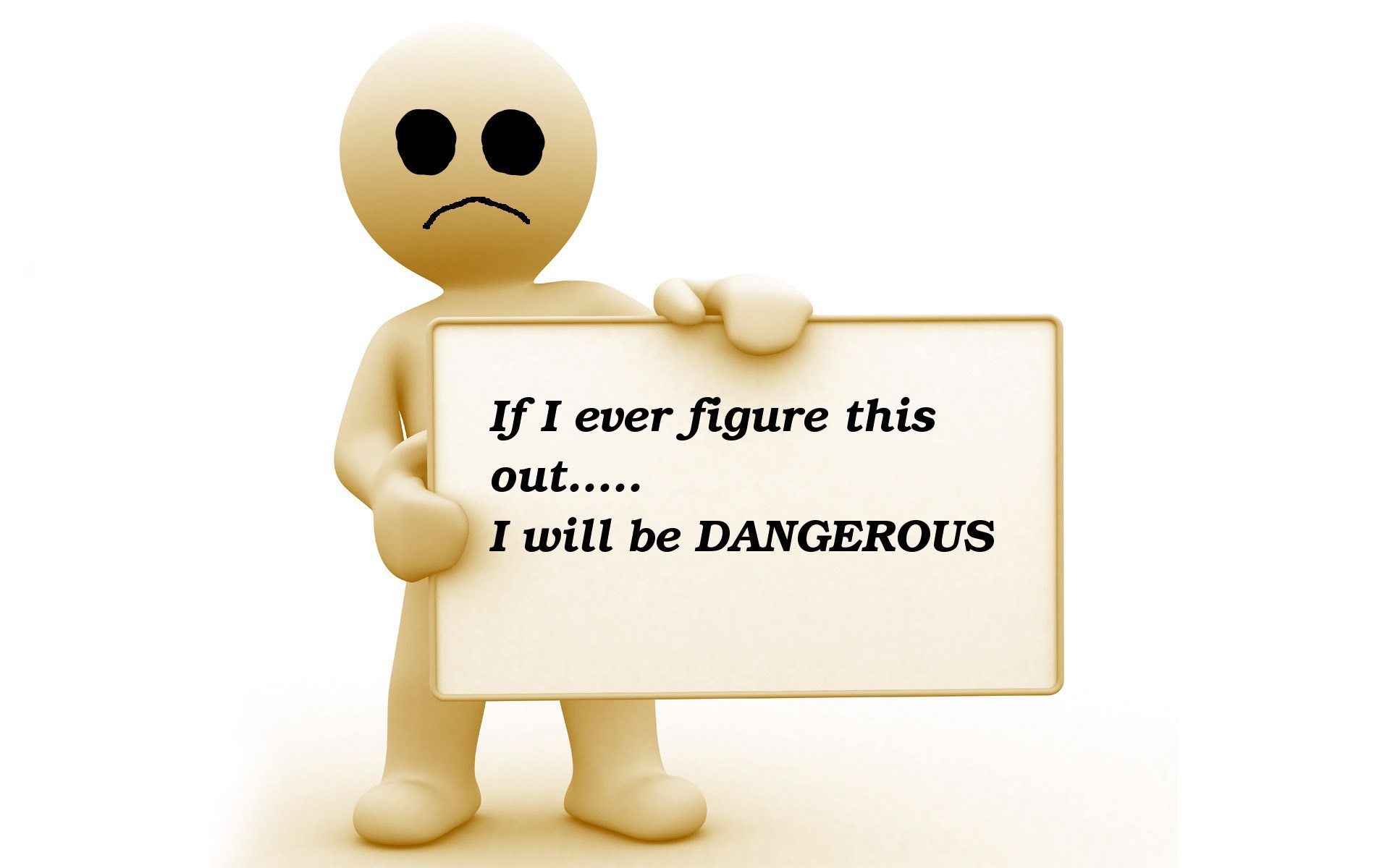 sad figure with warning sign