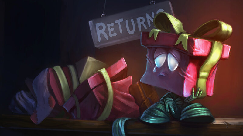 Sad Gift Box Character — Red, Dramatic