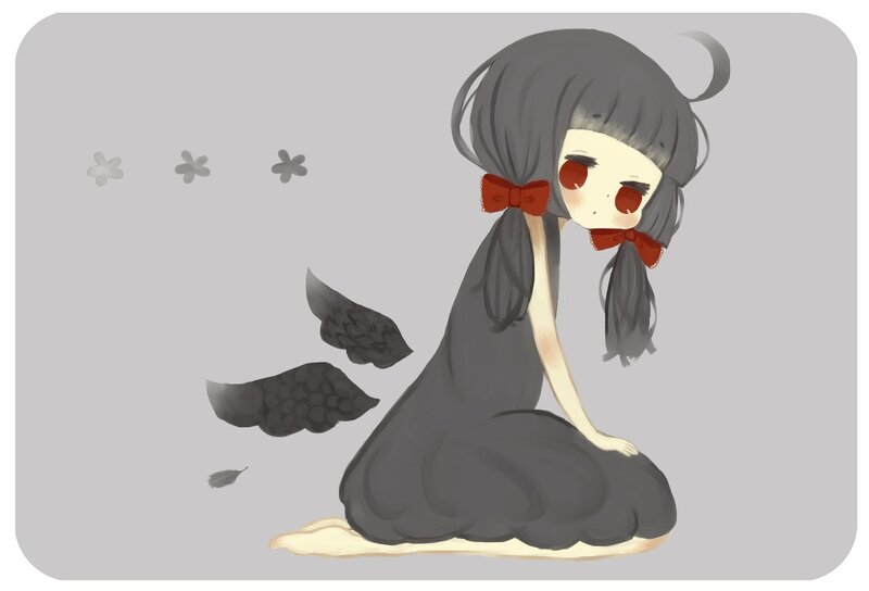 sad girl with black wings