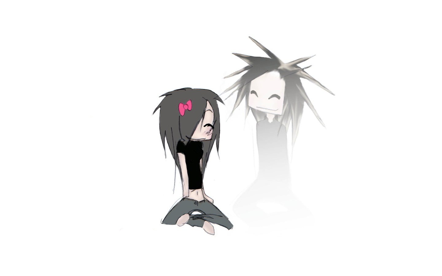 sad girl with ghost