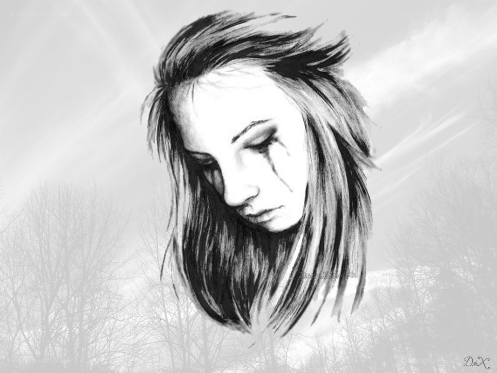 sad girl with tear