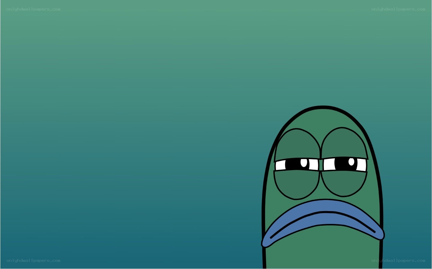 sad green character face