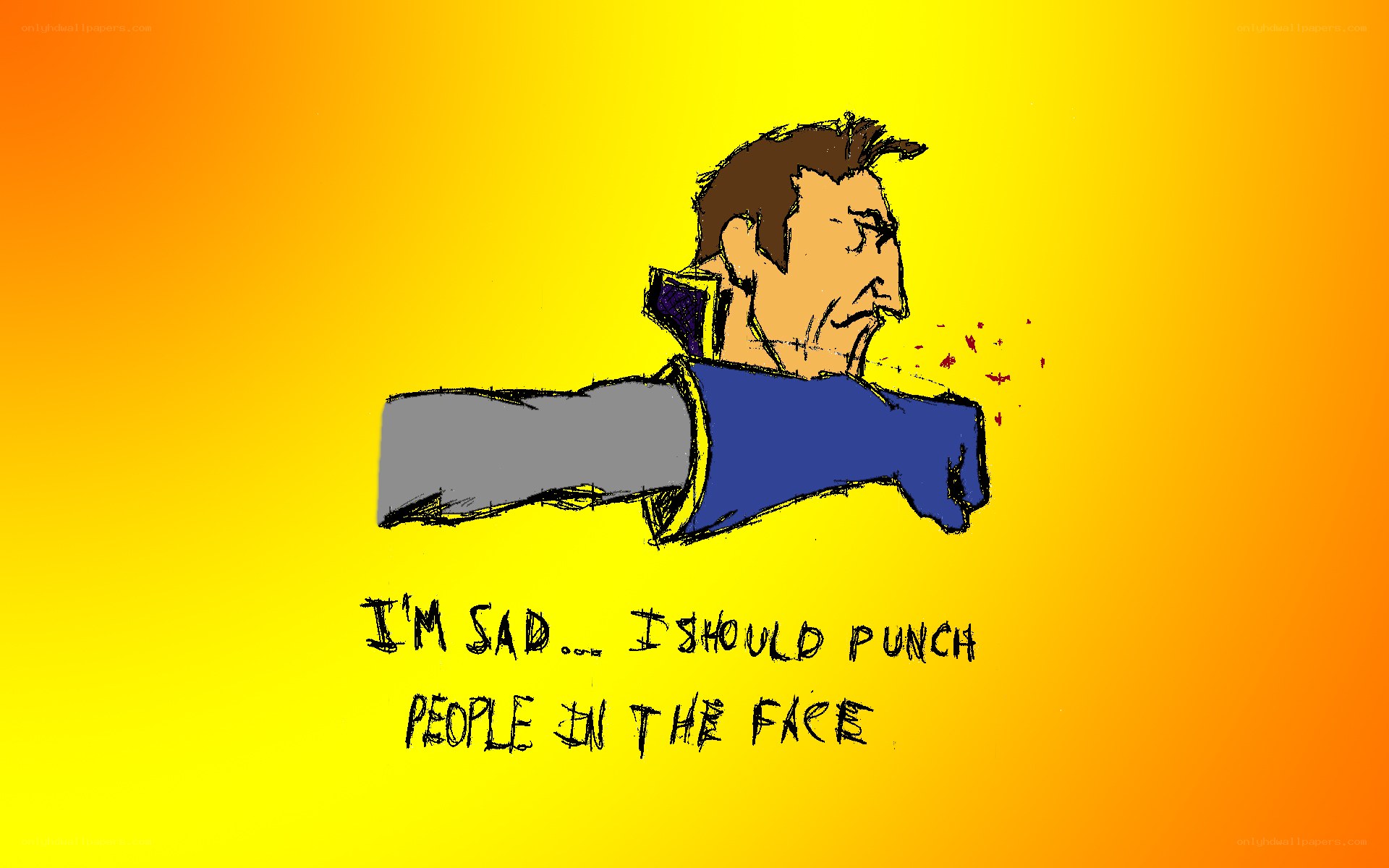 sad man punching