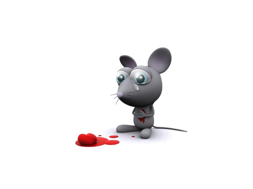 sad mouse with broken heart