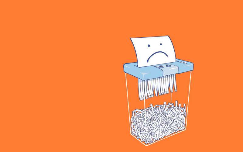 sad paper being shredded