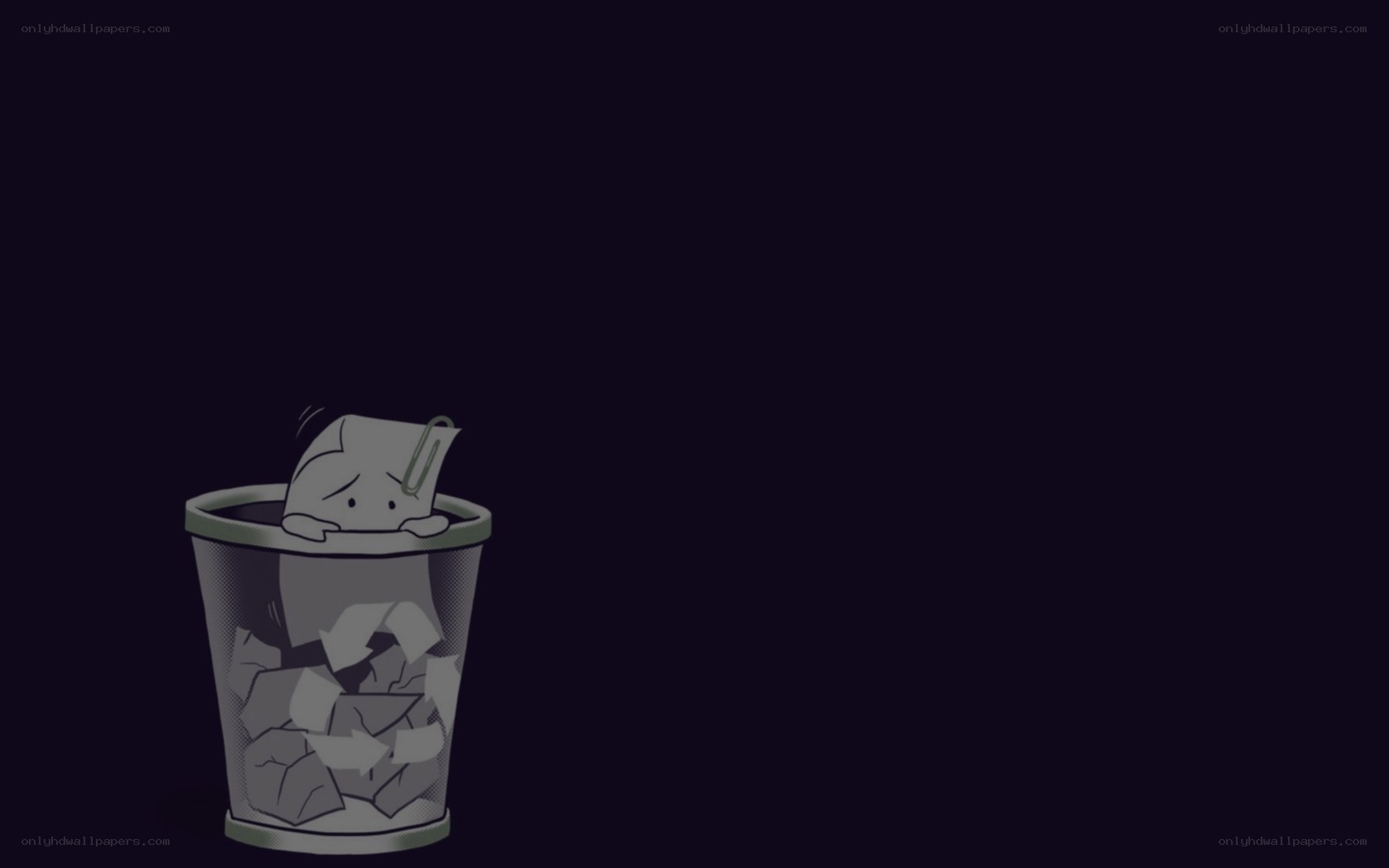 sad paper in trash can