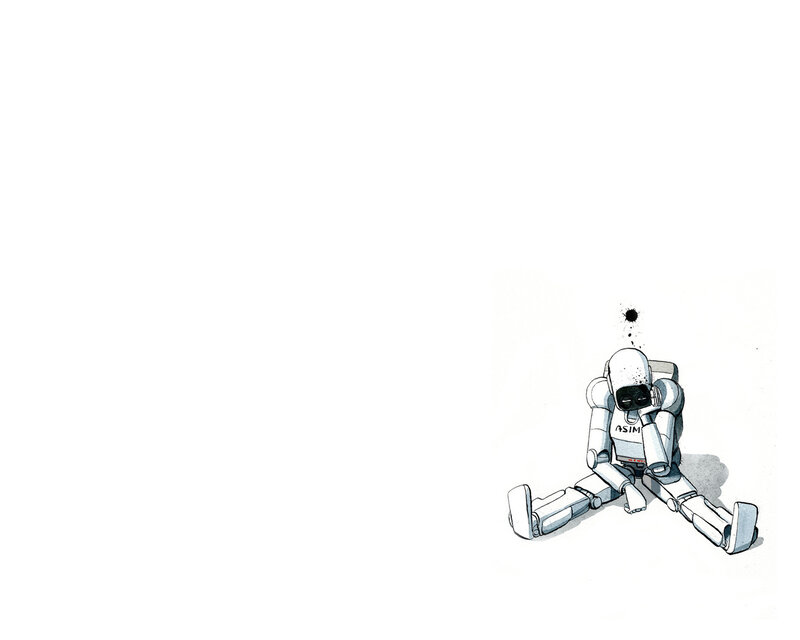 sad robot sitting alone